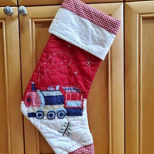 Pottery Barn Kids Holiday Quilted Icon Stocking Train